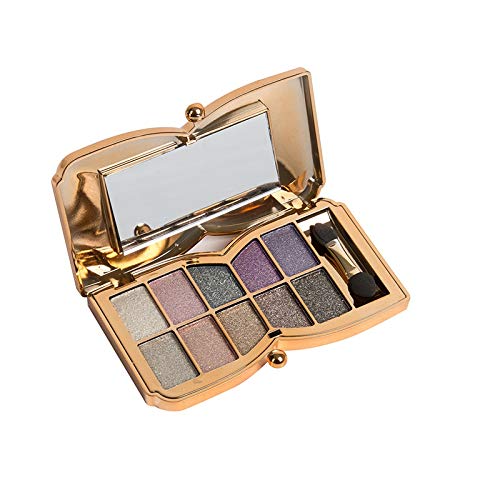 Glitter Eyeshadow Palette,10 Colors Sparkle Shimmer Eye Shadow Highly Pigmented Long Lasting Makeup Set Gold (liang-02)