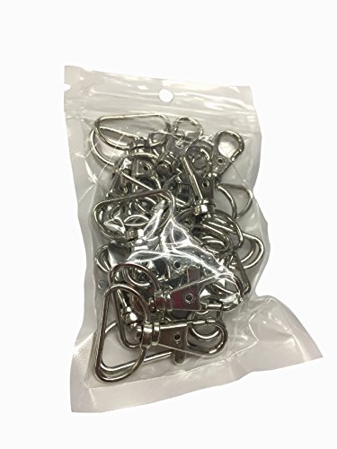 Prudance 20pcs Silvery 1 Inch Inside Diameter D-Ring Lobster Clasp Claw Swivel Eye Lobster Snap Clasp Hook for Strap