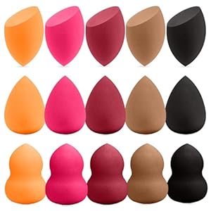 15 Pcs Multicolor Makeup Sponge Set – Latex-Free, Soft & Reusable Beauty Makeup Sponge for Wet/Dry Use Blending Powder Puff for Foundation & Concealer Washable Makeup Sponges