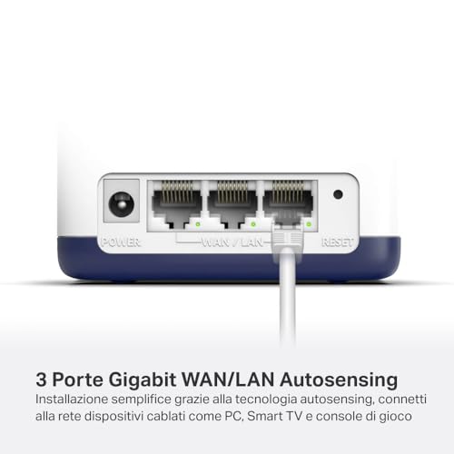Mercusys TP-Link Halo H1900G(2-pack) Router WiFi Mesh Dual Band AC1900Mbps, 2 Pezzi con Copertura fino a 350?, 3 Porte Gigabit Ethernet, Modalità Router e Access Point, Parental Control - Powerline - Immagine 4
