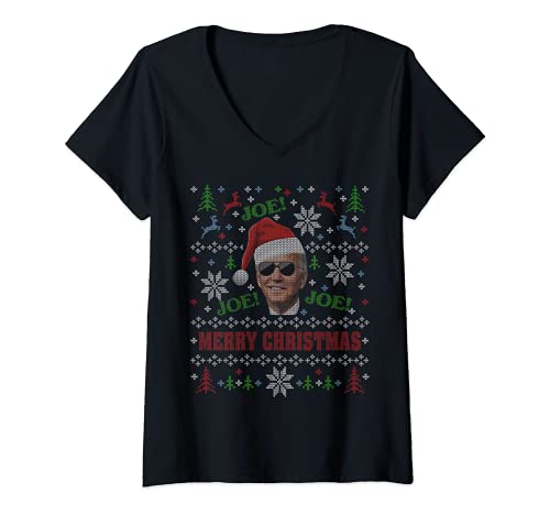 Donna Joe Biden 2020 Ugly Christmas Sweater Party Shirts Maglietta con Collo a V