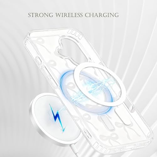 UniPinklee Magnetic for iPhone 16 Case, Bow Case Compatible with MagSafe, Clear Transparent Ribbon Anti-Yellowing Shockproof Protective Phone Cover, White by UniPinklee - Used condition - Image 6