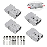 4 Stück 50A Batterieanschluss Stecker, 50A 600V Batterieanschluss Stecker Schnellanschluss Inklusive 8 Anschlussstifte Quick Connect Akku Schnellanschluss für Auto Wohnwagen Wohnmobil Boot (Grau)