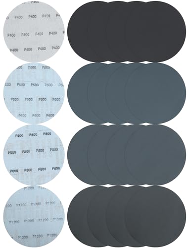 150 mm Dischi Abrasivi, 40 pezzi Asciutti Bagnati Carta Abrasivi, Adatte per Metallo, Legno, Auto e Plastiche(Grana 400/600/800/1200)