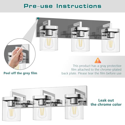 Image of Chrome Bathroom Vanity Light, Square Design 4 Lights Morden Vanity Lighting Fixtures Over Mirror, Bathroom Vanity Light Fixtures for Living Room /Bedroom