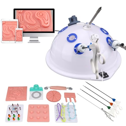 DRXRD Laparoscopic Box Laparoscopic Simulator Training Box with Light Source & Camera & 4 Training Instruments & 10 Training Modules for Surgical Instrument Trainer Teaching 0°