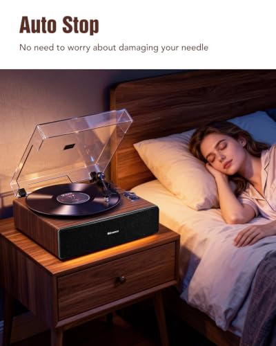Image of Udreamer Vinyl Record Player with Adjustable Lighting, All-in-One Turntable