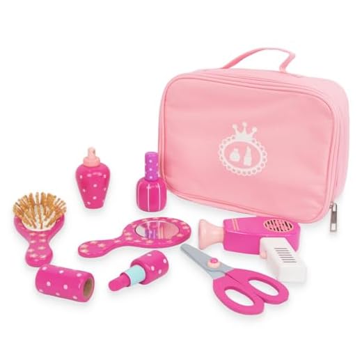 WoodenEdu Wooden Makeup Toy Set for Girls, Pretend Play Beauty Salon Set with Realistic Makeup Kit, for 3 Year Old Kids