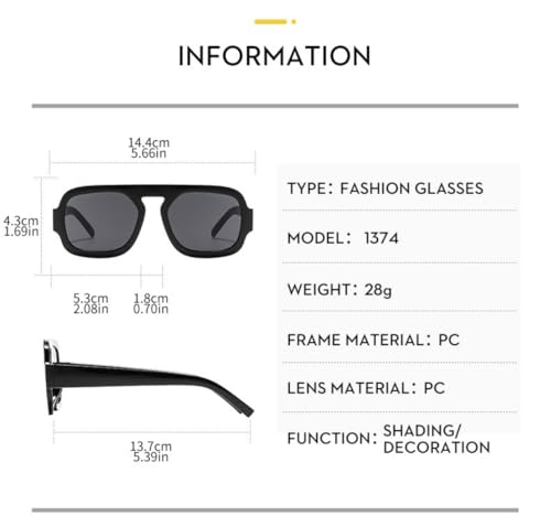 4 Pieces Trendy Square Aviator Sunglasses for Women Men Flat Top Frame Retro 70s Square Sun Glasses Vintage Shades3