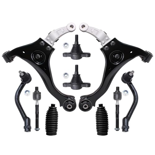 Image of Detroit Axle - 10pc Front End Suspension Kit for Hyundai Sonata 2006 2007 2008, 2 Lower Control Arms 2 Lower Ball Joints 4 Inner & Outer Tie Rod End Links 2 Boots Replacement