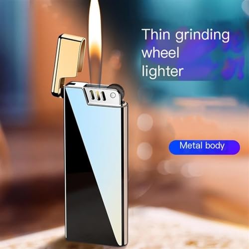 Encendedor metálico ultrafino recargable con llama abierta miniatura 2