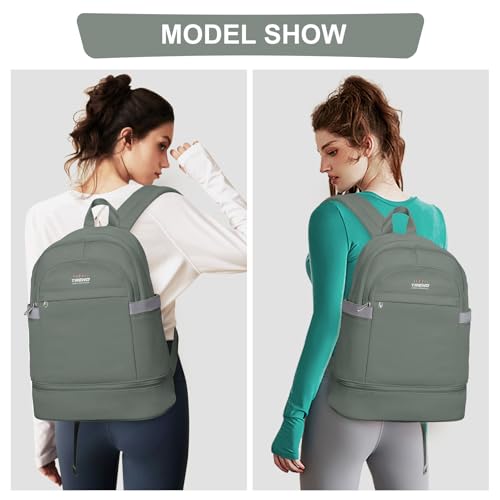 Image of coofay Gym Backpack for Women Men, Sports Backpack with Shoe Compartment | Large Gym Bag with Wet Pocket, Cheer Bag, Lightweight Travel Backpack for Dance, Volleyball, Water-Resistant, Olive Green