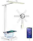 LED Desk Lamp with Wireless Charger - 24W Desk Lamp with USB Charging Port, LED Desk Light with Ambi