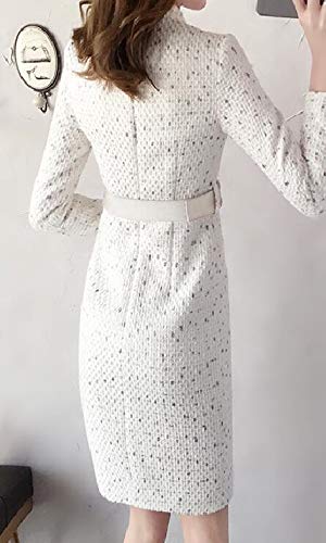 Hobemty Damen Tweed-Kleid Langärmelig – Business Etuikleid Mit Karomuster