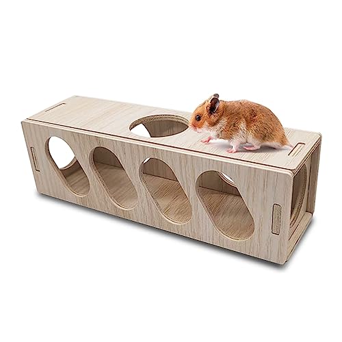 Eyksta Hamster Tunnel Living Röhrentunnel Hamster Spielzeug Hamster Versteck aus Holz, 25 x 9 x 9 cm