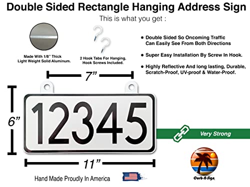 Curb-N-Sign Super Reflective, Silk Screened Aluminum, Hanging Mailbox Sign, Custom, 11" X 5", Double Sided, Rust Free (Bronze) #TOP4