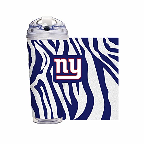 Image of Rico Industries NFL Football Glitter 24oz Acrylic Glitter Tumbler with Hinged Lid, Officially Licensed Double Wall Tumbler with Straw