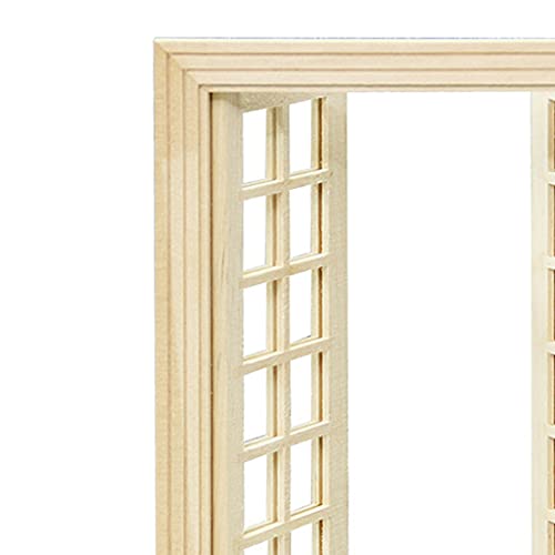 Tachiuwa 1/12 Dollhouse Miniature Glazed Double Doors Diy - Wood 01 #TOP7