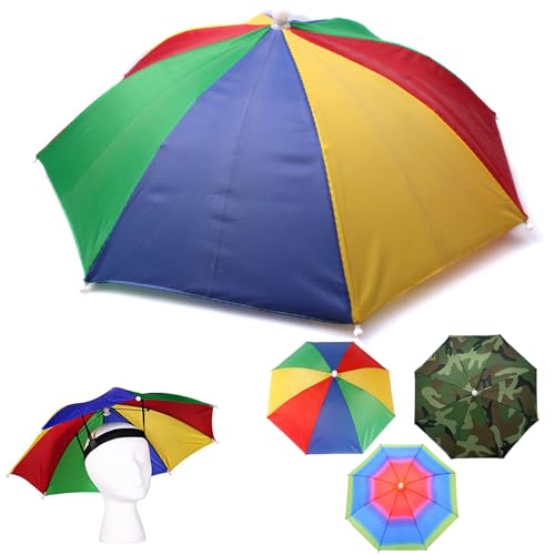 Gorros De Paraguas, 4 Piezas Paraguas De Cabeza, Con Bandas Elásticas, Con Banda Elástica, Protección UV, Para Adultos, Niños, Pesca, Senderismo, Jardinerí, Actividades Aire Libre