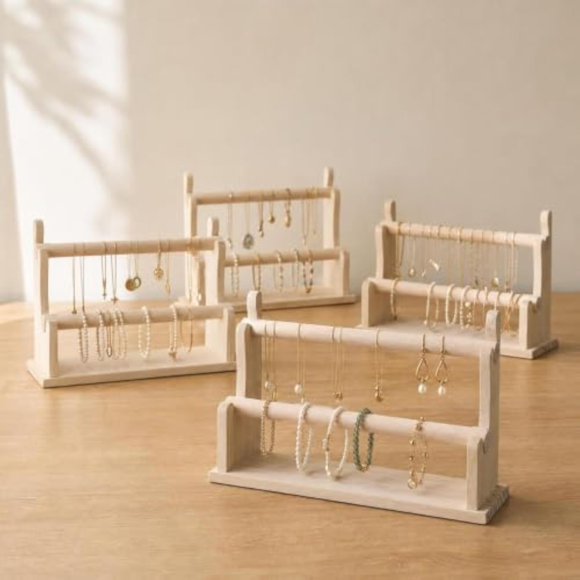 Solid Wood Two-Tier Bracelet and Watch Display Stand
