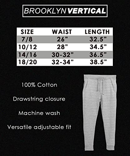 Brooklyn Vertical 2-Pack Boys French Terry Joggers Pant|Soft Comfortable Cotton,Drawstring Pull,Pockets| Small-Xl (As1, Numeric, Numeric_18, Numeric_20, Pack D, 18/20) #TOP4