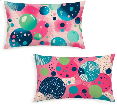 Color Fundas Cojines 50x70 Juego de 2 Fundas de Cojines Abstracto Lino Cojines Rectangular Decorativos con Cremallera Oculta para Cama Decoración Sofás Sala de Estar Dormitorio Exterior -1503