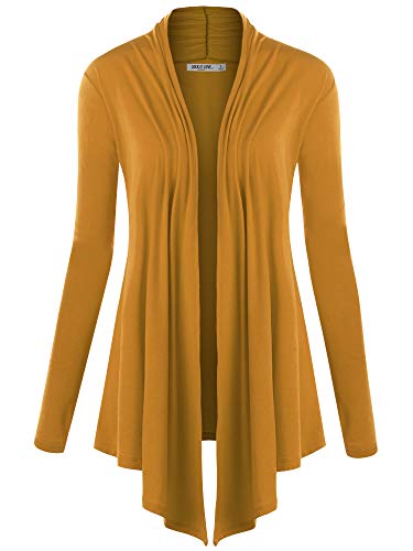 Image of Lock and Love Women's Draped Front Open Asymmetrical Cardigan - Casual Long Sleeve Lightweight Duster