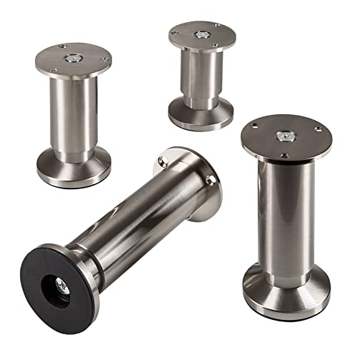 SOTECH Möbelfuß Terra Höhe 100 mm Edelstahloptik gebürstet Schrankbein höhenverstellbar bis max. 15 mm, belastbar bis 250 kg