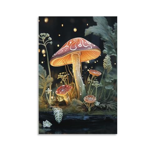 Toile murale papillon champignon 60x90cm pour habiller facilement un mur vide
