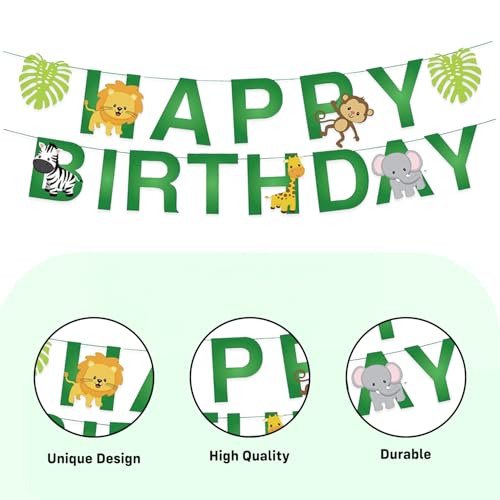 Image of Party Propz Jungle Theme Birthday Decoration Kit - 86 Pcs, Balloons for Birthday, Bday Decor Items with Animal Bday Cap, Jungle Happy Birthday Banner, Happy Birthday Decoration Kit (Cardstock)