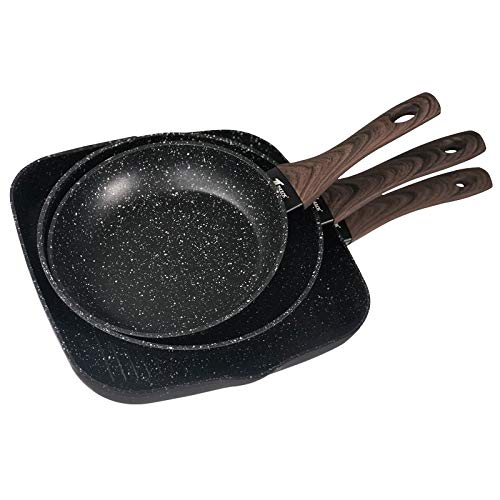 Thulos Juego de 2 sartenes Ø20-Ø24 + Grill Ø28 cm, Revestimiento Piedra