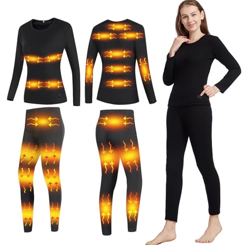 TOVCHEI Winters 24-Zone Heated Underwear Thermal Shirts & Pants Set Carbon Fiber Heating Clothes for Men Women Cycling,Skiing,Women,XL