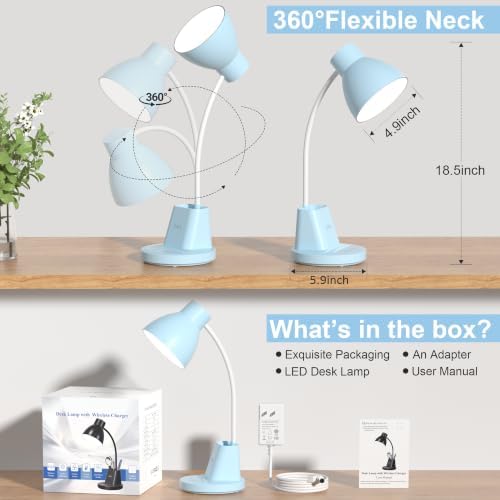 Sailstar 10W Wireless Charging LED Desk Lamp with Pen Holder, CRI 95, Blue - 4