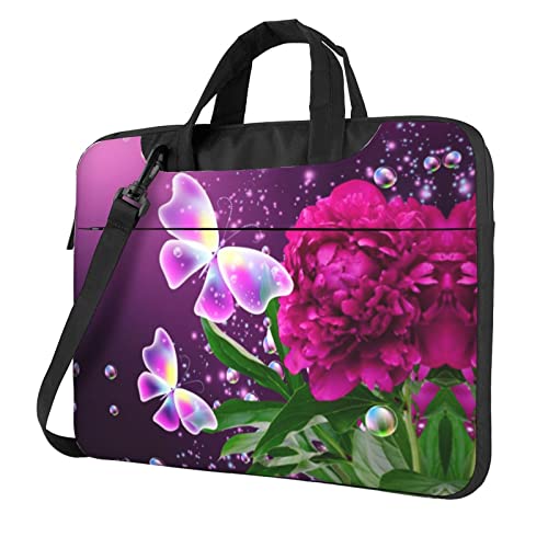 Maletín de hombro para portátil contra golpes y arañazos con diseño de mariposa morada