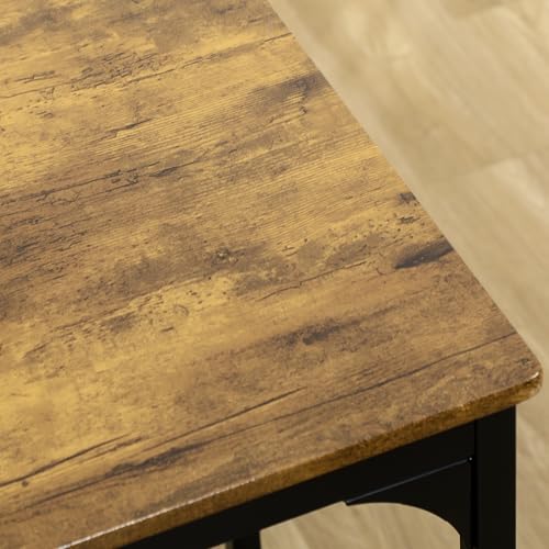 HOMCOM Conjunto Mesa Alta de Cocina con 4 Taburetes, Mesa de Bar Alta, Ahorro de Espacio, para Pisos Pequeños, Comedor, Balcón o Isla Cocina 110x50x89,5 cm, Marrón Rústico y Negro - imagen 9