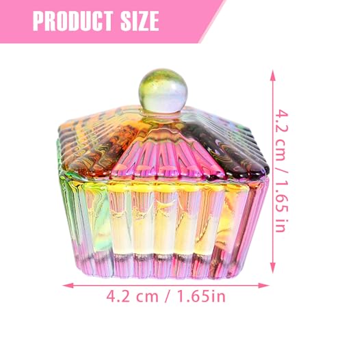 Set de 2 vasos de vidrio iridiscente para manicura con tapa miniatura 2