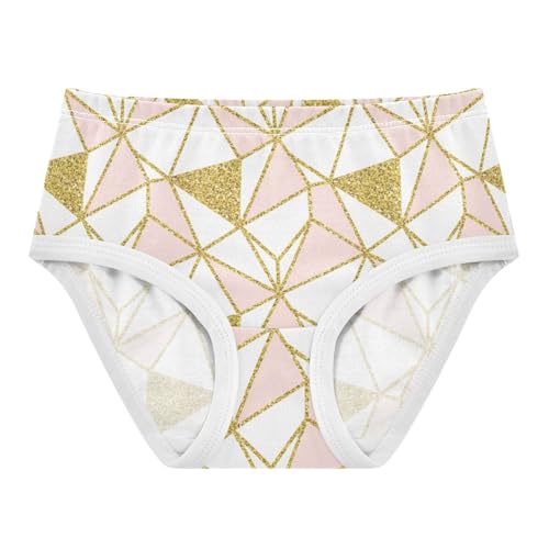 Joisal Funny Toddlers Underwear Floral 2t Cotton Panties for Girl Geometric Gold Triangles Pink Underpants Briefs