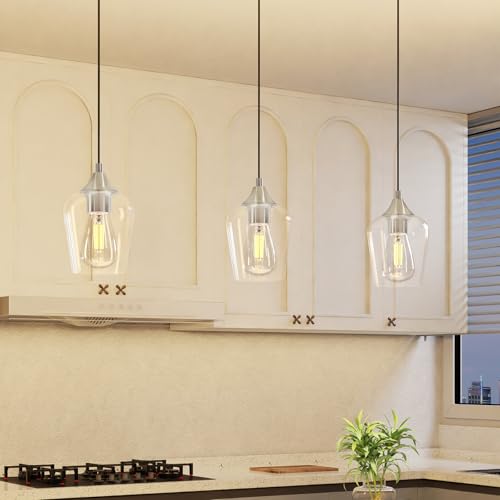 Vonluce COZHCF2805NI Pendant Light Kitchen Island, Brushed Nickel Pendant Light Fixture thumb #7
