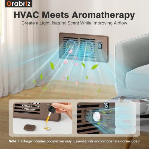 Orabriz AC Vent Booster Fan 4" x 10" Register, Improves Room Airflow, Brown - 2