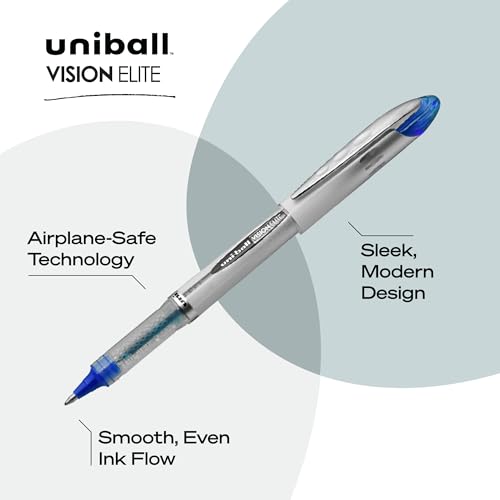 Image of uniball Vision Elite Rollerball Pens, Bold Point (0.8mm), Blue, 12 Pack