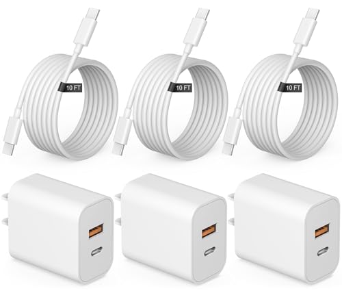 iPhone Fast Charger 10FT Long USB C Charger Block Type C Fast Charging 20W Charging Block with USB C Cable Compatible with iPhone 17/17 Air/17 Pro/17 Pro Max/16/16 Pro Max/15/15 Pro Max