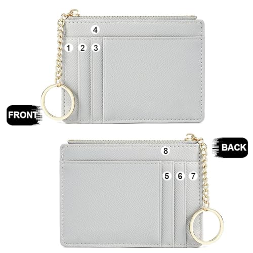 Image of Slim Minimalist RFID Blocking Leather Wallets Credit Card Holder Case Money Clip Pocket Wallet Coin Purse Keychain Travel Clutch Handbag Pocket Pouch Holster Gifts for Women Men (Gray)