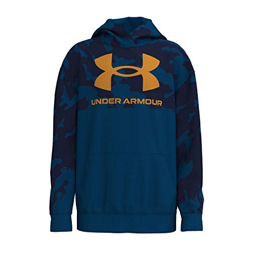 Under Armour Boys  Rival Logo Hoodie, Graphite Blue, YSM