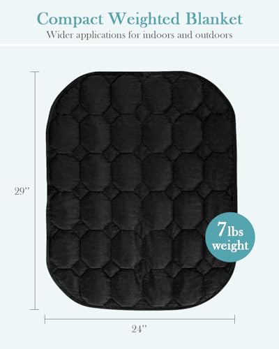 Image of Topblan Weighted Lap Blanket 7lbs for Adults, Small Weighted Throw for Napping, Relaxation, Calming and Travel, Skin Friendly & Machine Washable for All-Season Sleeping, Black, 24x29 Inches