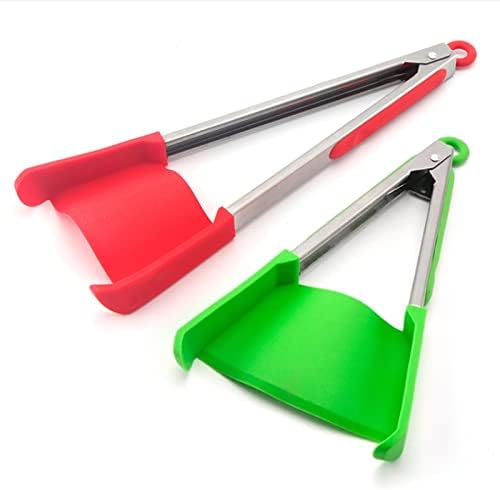 Silicone Tongs, Spatula Tongs, Food Grade Silicone, Creative Food Shovel 2 In 1 Multi Functional, Tongs Non-Stick Heat Resistant Silicone Frame Tongs
