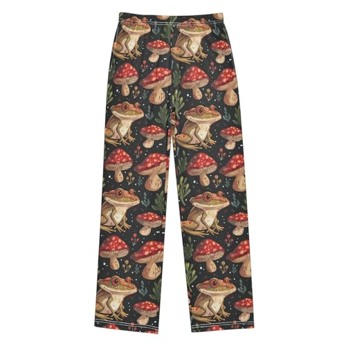 ZZXXB Cartoon Frog Mushroom Boys Long Pants Soft Trousers Elastic Waist Kids Lounge Bottoms with Pockets S-XL