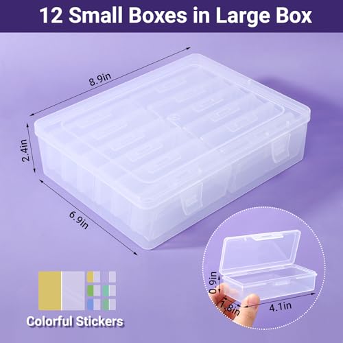 Image of Cosics Bead Organizers and Storage, Rectangular Jewelry Storage Boxes with Lid, 12 Mini Storage Case for Small Projects, DIY Craft Jewelry, Stickers, Nails Art, Screws, Seeds