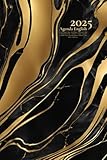 Agenda 2025 English: Black - A5 With Hourly Time - Daily Planner, One Page Per Day - 12 Month: Jan To Dec - Small 6x9 - Canada - Organizer Notebook - Dated - For Men, Womens And Kids - Non Spiral - Soft Cover.