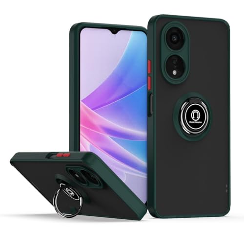 Cover per Oppo A78 5G Traslucida Custodia Antiurto Antigraffio con Supporto Anello a 360° PC + Bumper Case - scuro verde tpu