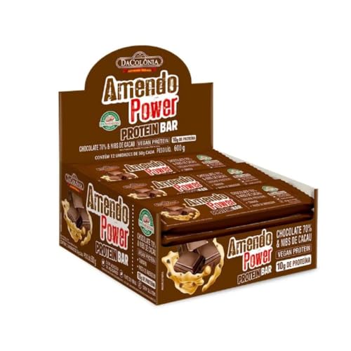 Barra de Proteína Amendo Power Chocolate 70% & Nibs Cacau (Display 12 un)